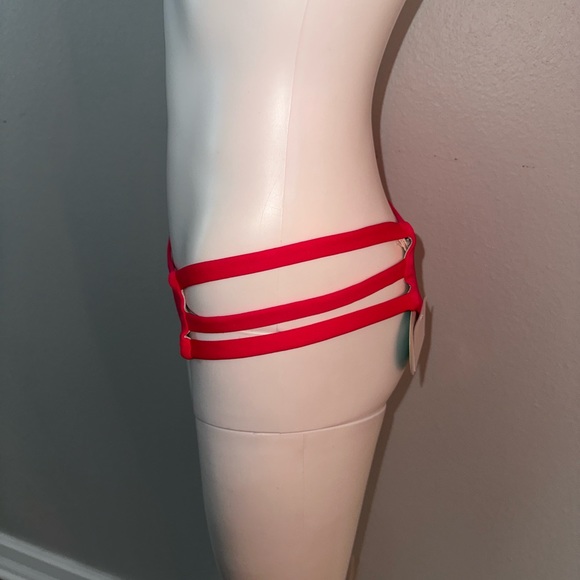RISE CITY SWIM *Remy* red pink strappy cheeky bikini bottoms L👙 - Picture 3 of 7